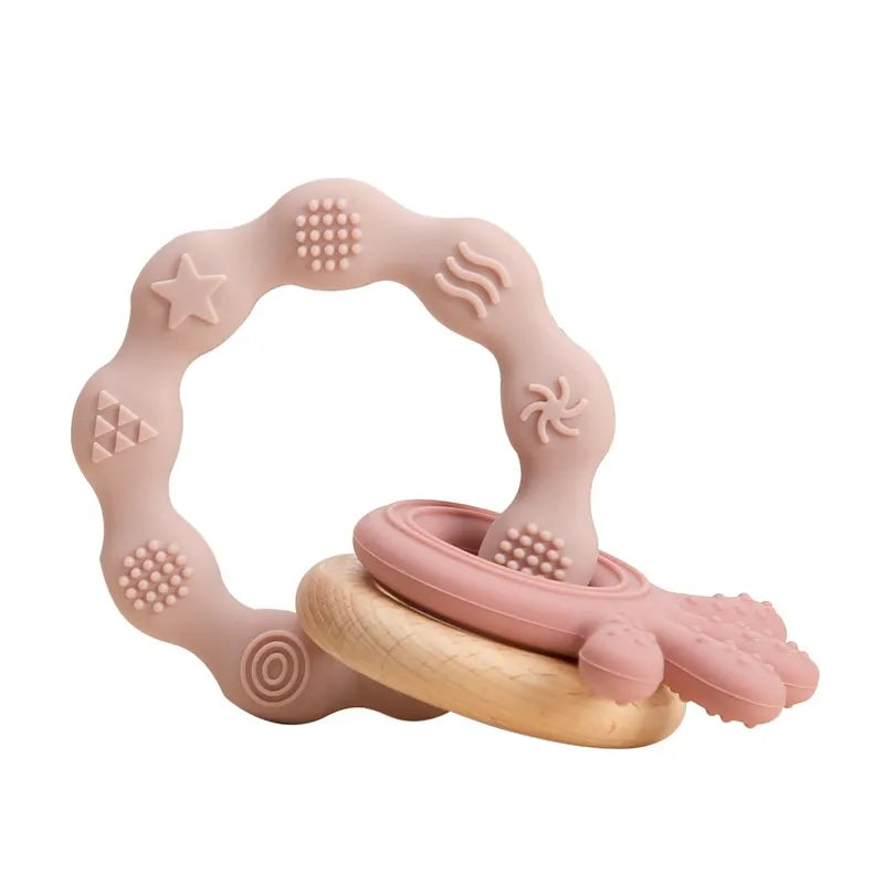 Baby Teething Gloves with Cartoon Bear Design
