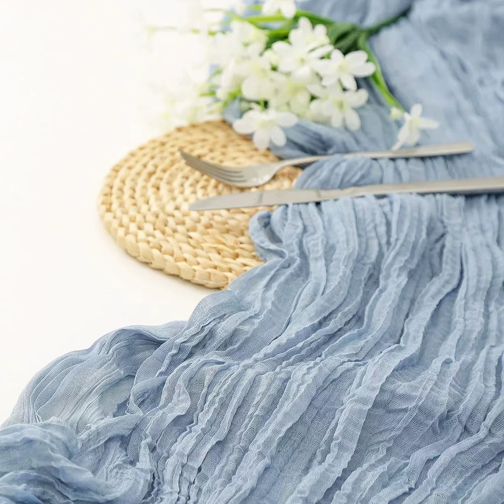 Sage Green Gauze Table Runner