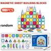 A set of 100 magnetic sheet building blocks in various colors and shapes for children's construction play