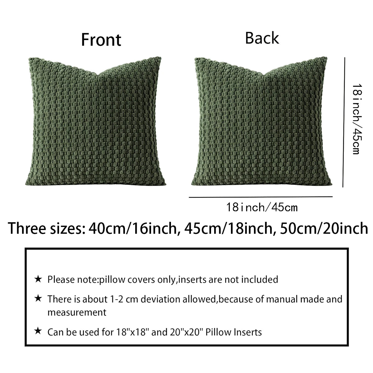 Boho Corduroy Square Pillow Cover - Farmhouse Neutral Decor