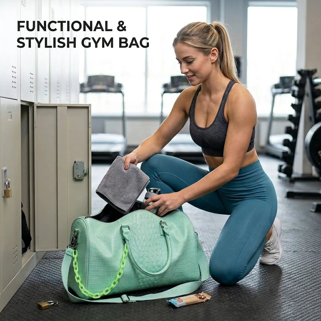 Crocodile Grain Large Capacity Travel Duffle Bag