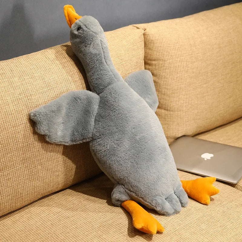 Oversized White Goose Plush Toy & Sofa Cushion