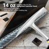 A close-up of a silver 14 oz weighted hammer head used for cleaning welding slag on metal.