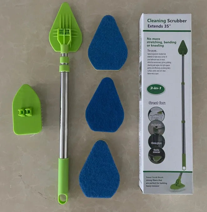 Adjustable Telescopic Cleaning Brush with Interchangeable Heads