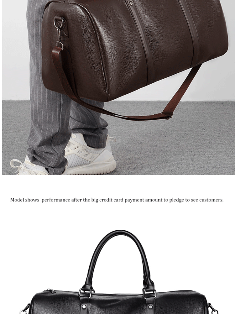 Retro PU Leather Weekender Duffel Bag with Adjustable Shoulder Strap