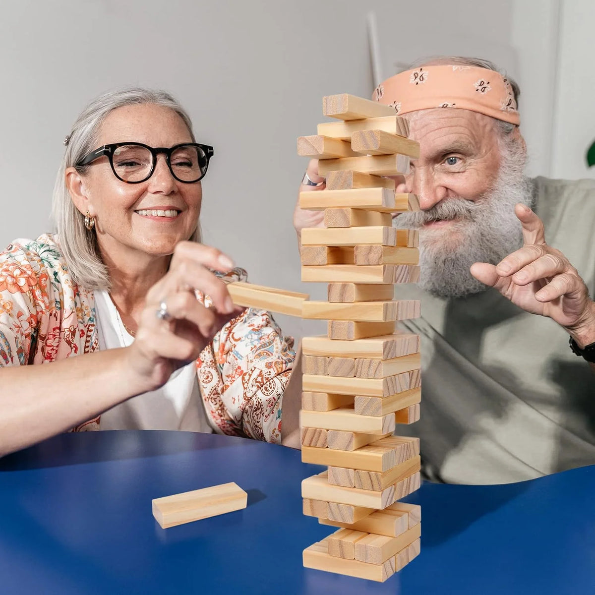 Classic Wooden Tumble Tower Game – 54-Piece Family Stacking Blocks