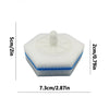 A white, foam-like cleaning wand with a blue base and a clear cap, shown with dimension lines.