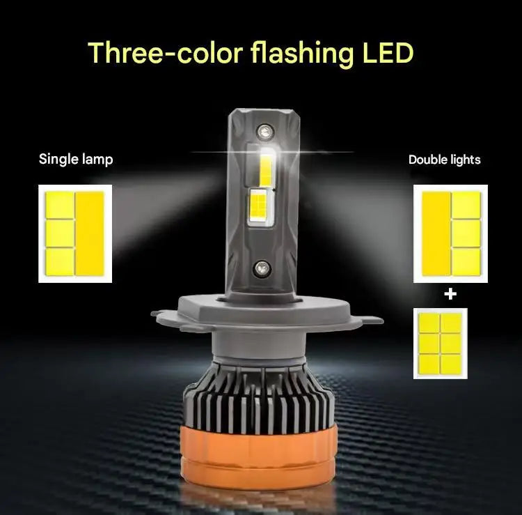 RGB Remote Control LED Headlight Bulbs with Tri-Color Modes