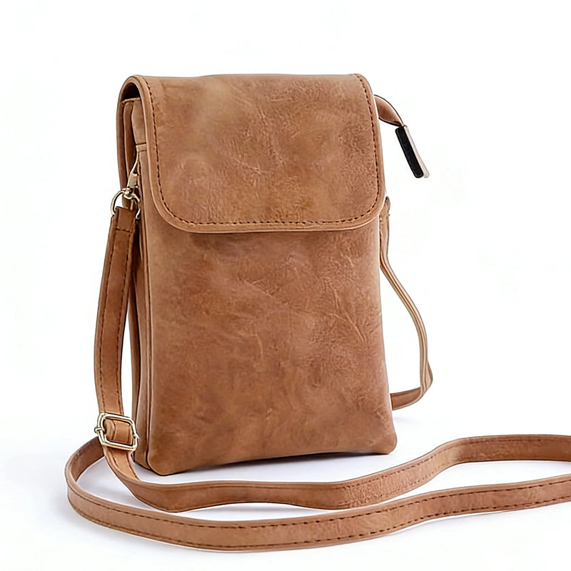 Bolso bandolera compacto de piel sintética