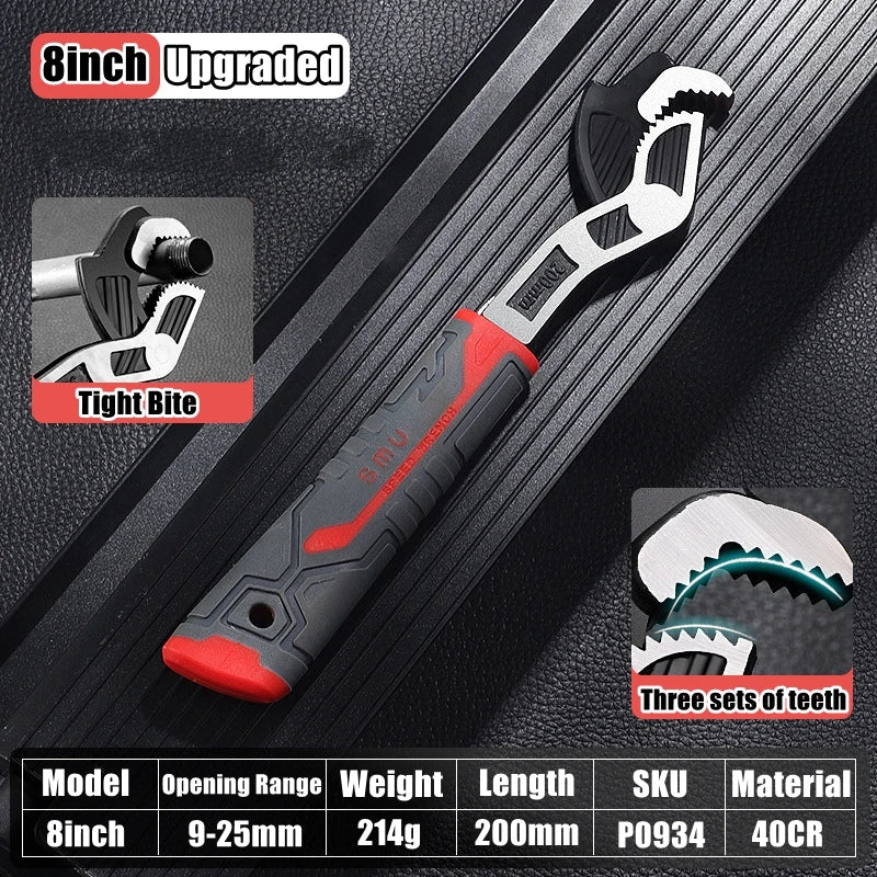 Self-Locking Pipe Wrench with Adjustable CR-V Steel Jaws