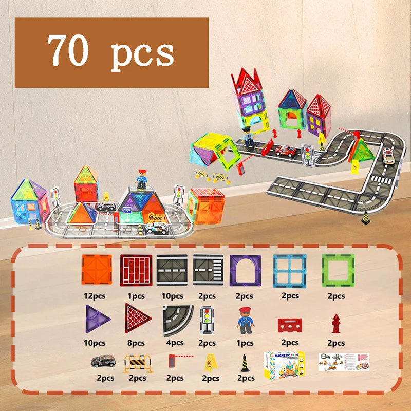 Magnetic Tiles Road Building Set for Kids