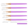 A set of five professional nail art liner brushes with varying sizes and a purple handle.