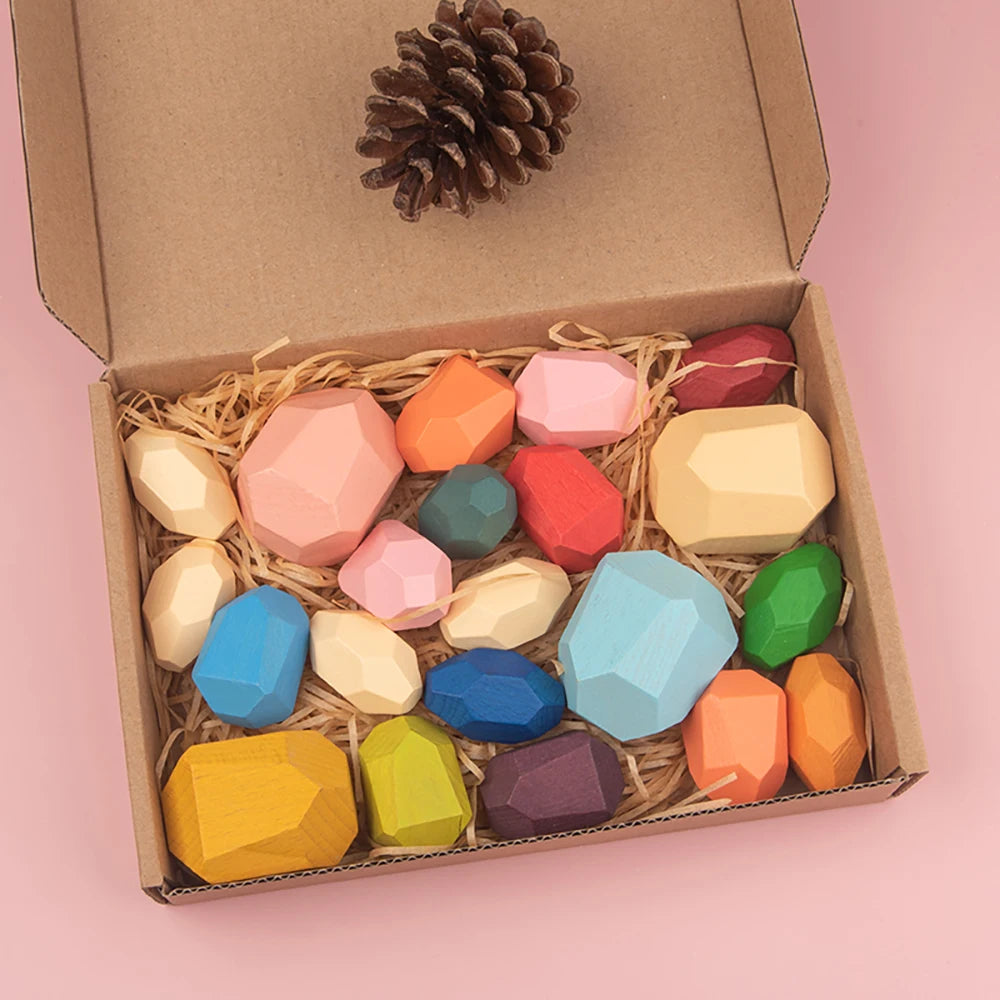 Wooden Stacking Rocks Toy for Kids