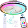 Lustre de plafonnier avec ventilateur LED décoratif et haut-parleur Bluetooth