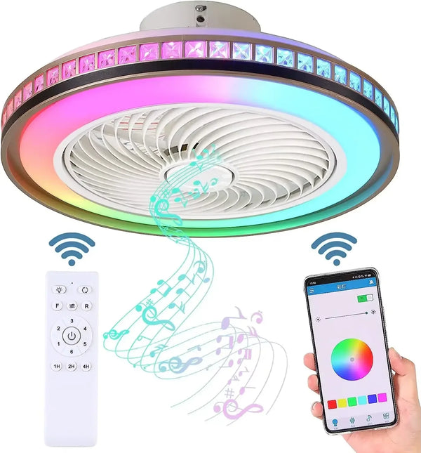 Dekorative LED-Deckenventilator-Kronleuchter mit Bluetooth-Lautsprecher