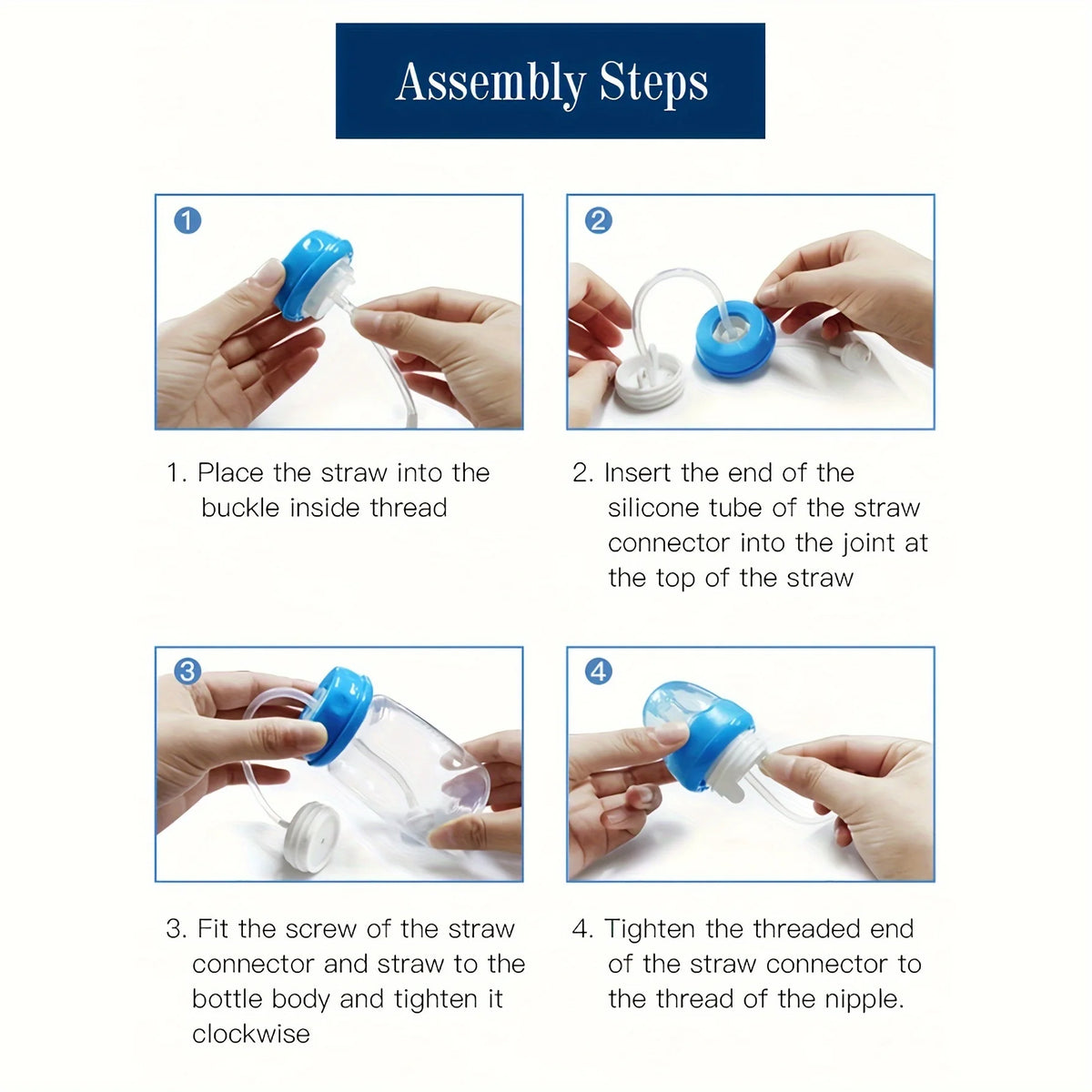 Hands-Free Self-Feeding Baby Bottle with Straw Brush (150ml)