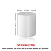 A white cylindrical carbon filter element for a shower head water purifier.