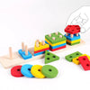 Montessori Wooden Shape Sorting Stacking Toy for Toddlers