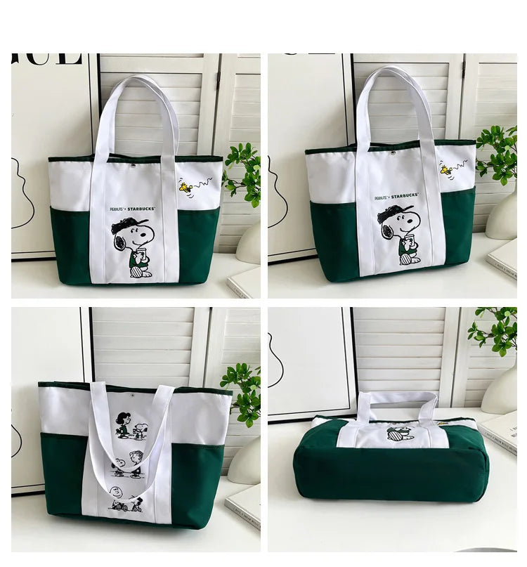 Snoopy Canvas Tote Bag with Crossbody Strap