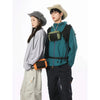 A young man and woman wearing outdoor tactical clothing and a waterproof waist bag.