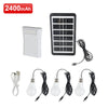 A set of solar-powered hanging LED lamps and a 2400mAh power bank with a solar panel.