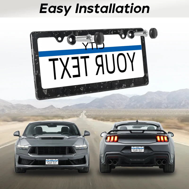 Carbon Fiber License Plate Frame with Anti-Rust Protection