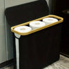 Bamboo and Oxford Cloth Toiletry Storage Basket with Lid