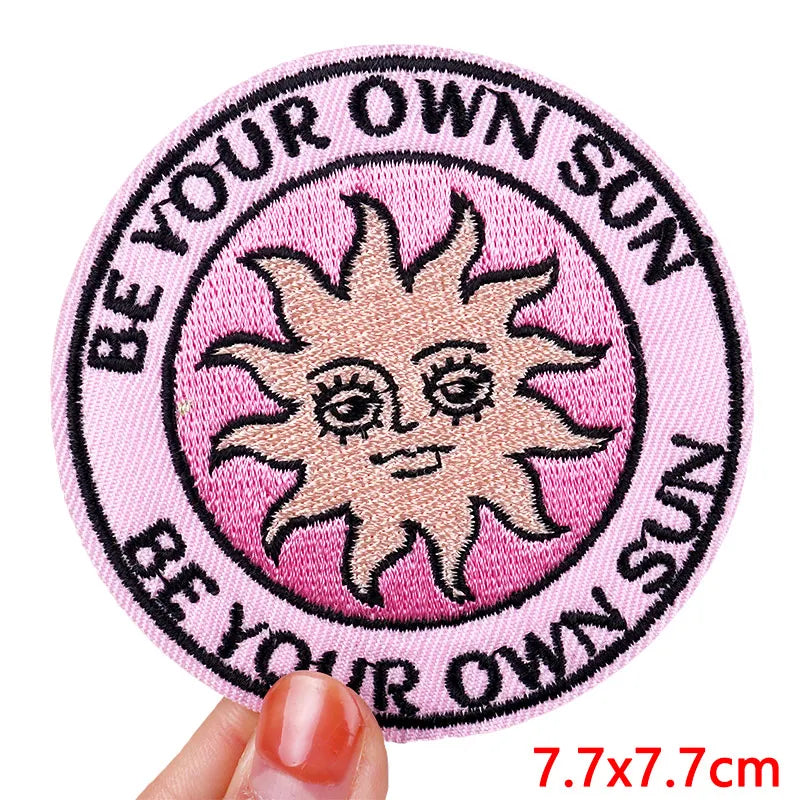 Encouraging Embroidered Iron-On Patches for Jackets, Jeans & Bags