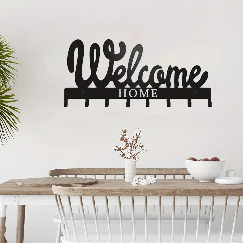 Wall-Mounted Metal Key Holder with 8 Hooks