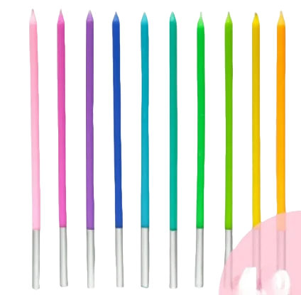 Spiral Birthday Cake Candles, Set of 6 Long Thin Decorative Candles for Cakes and Desserts