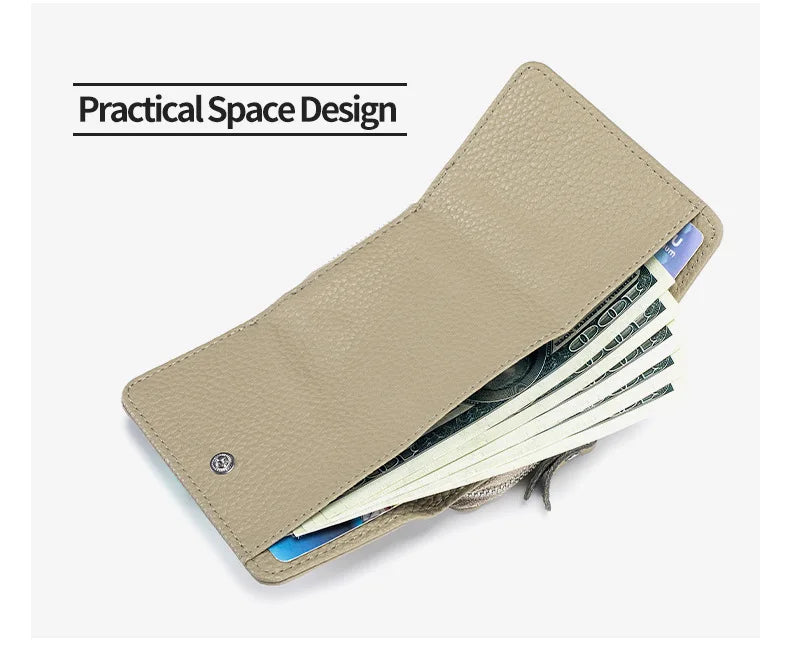 Genuine Leather Mini RFID Wallet for Women