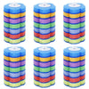 A set of colorful disposable toilet brushes with hands-free auto-open holders.