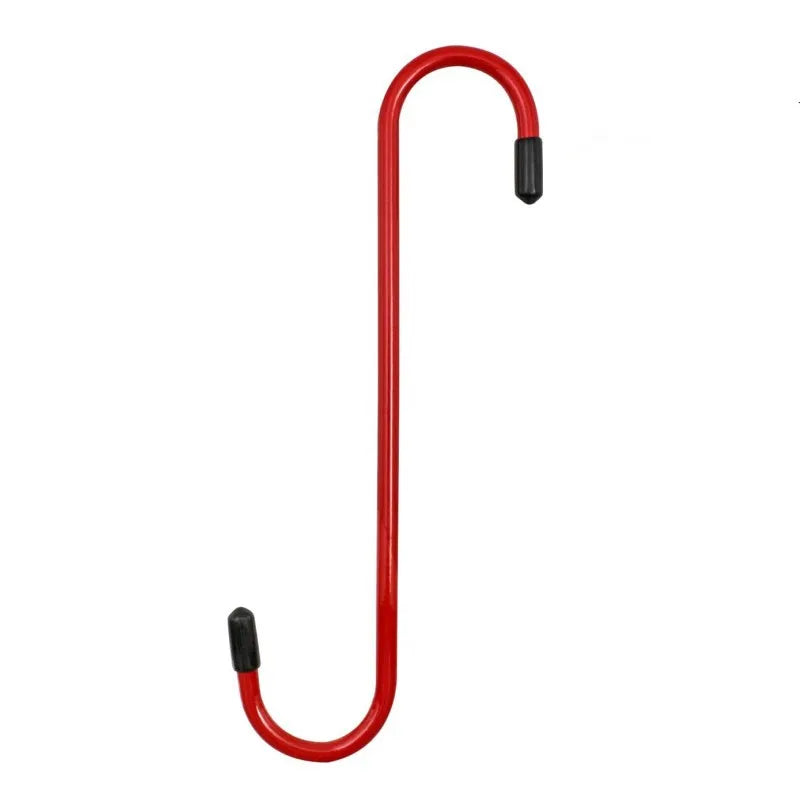 Red S-hook brake caliper hanger for auto repair