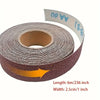 Roll of sandpaper with a dispenser, showing length 6m/236 inch and width 2.5cm/1 inch.