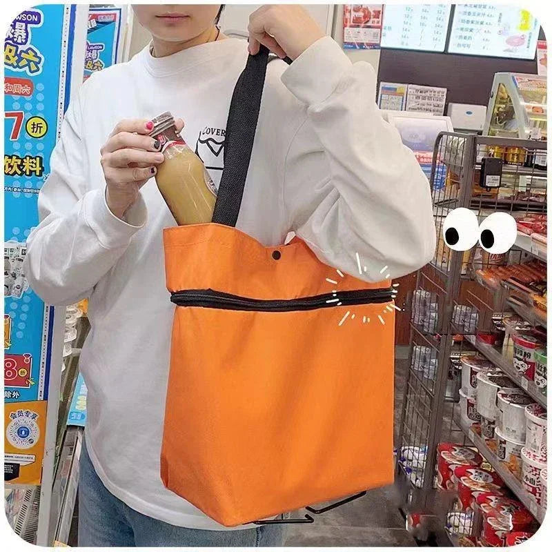 Folding Shopping Cart with Wheels - Oxford Fabric Trolley Bag