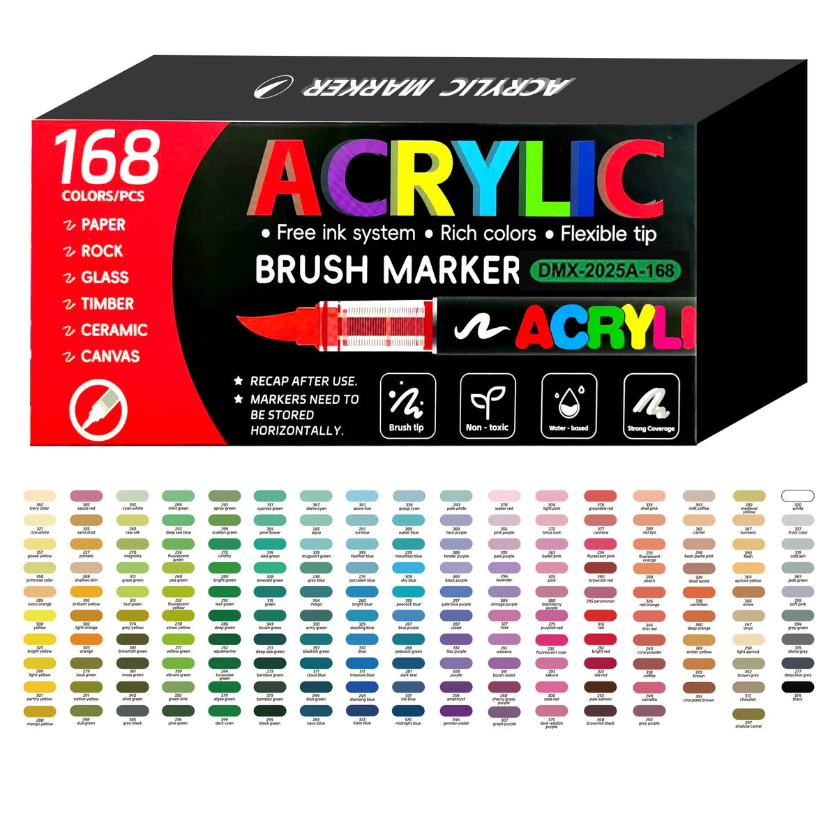 Acrylic Paint Pens with Brush Tips – 24 Vibrant Colors