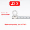 Silberner J20-Hängering mit 20 mm Durchmesser und maximaler Zugkraft von 10 KG