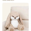 A plush toy of an angry rabbit with long ears is shown in various poses.
