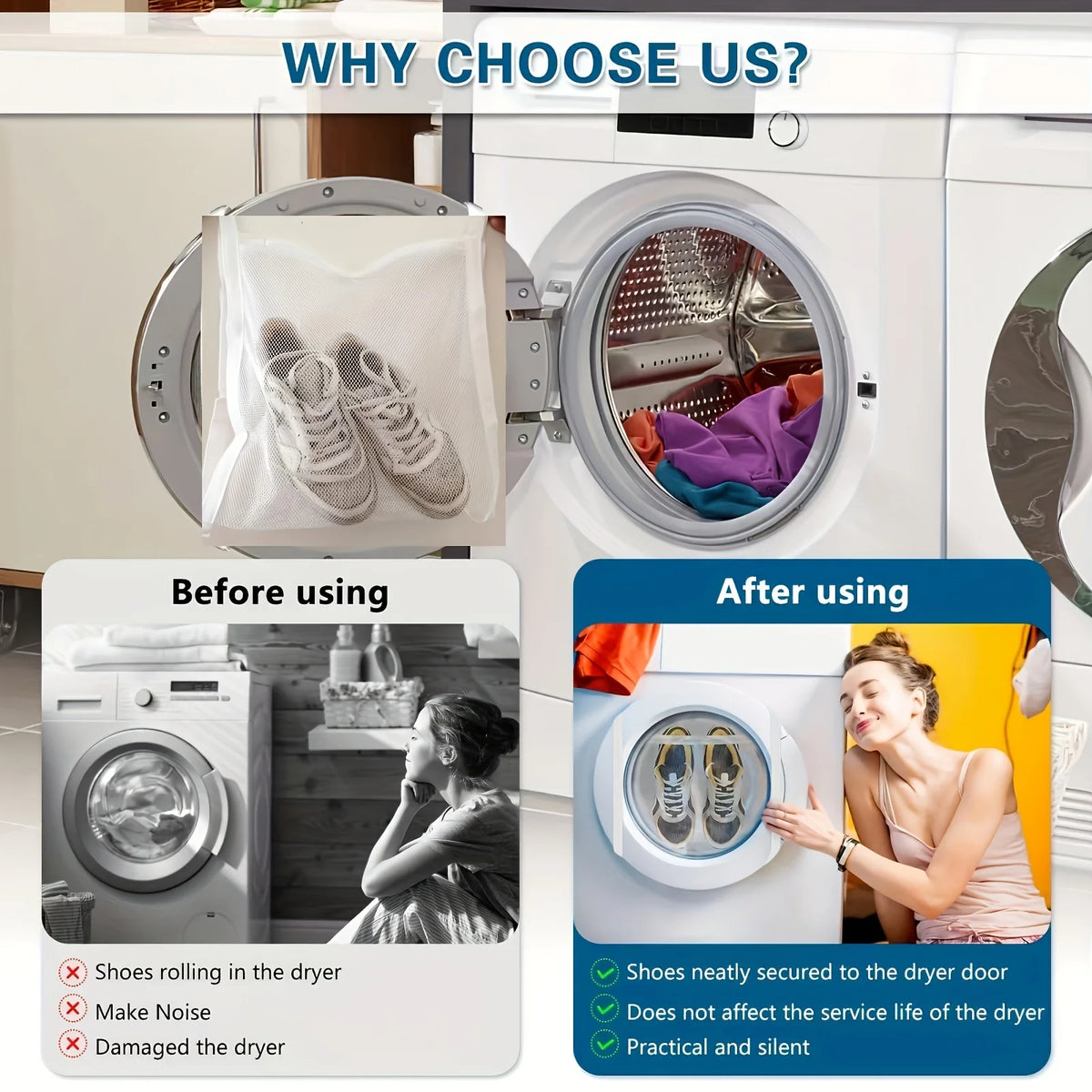 Reusable Mesh Shoe Wash Bag for Machine Washing & Drying