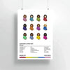 A canvas print featuring illustrations of various people in different colors for a certified lover boy Drake album art.