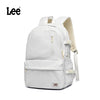 A white Lee ultralight water-resistant laptop backpack shown from the back.