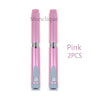 Two pink reusable metal injection pens with silver accents displayed vertically.