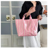 Striped PVC Waterproof Tote Bag for Everyday Use