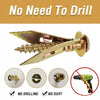 A heavy-duty self-drilling drywall anchor tool with a gold-colored tip and a black handle, shown next to related accessories.