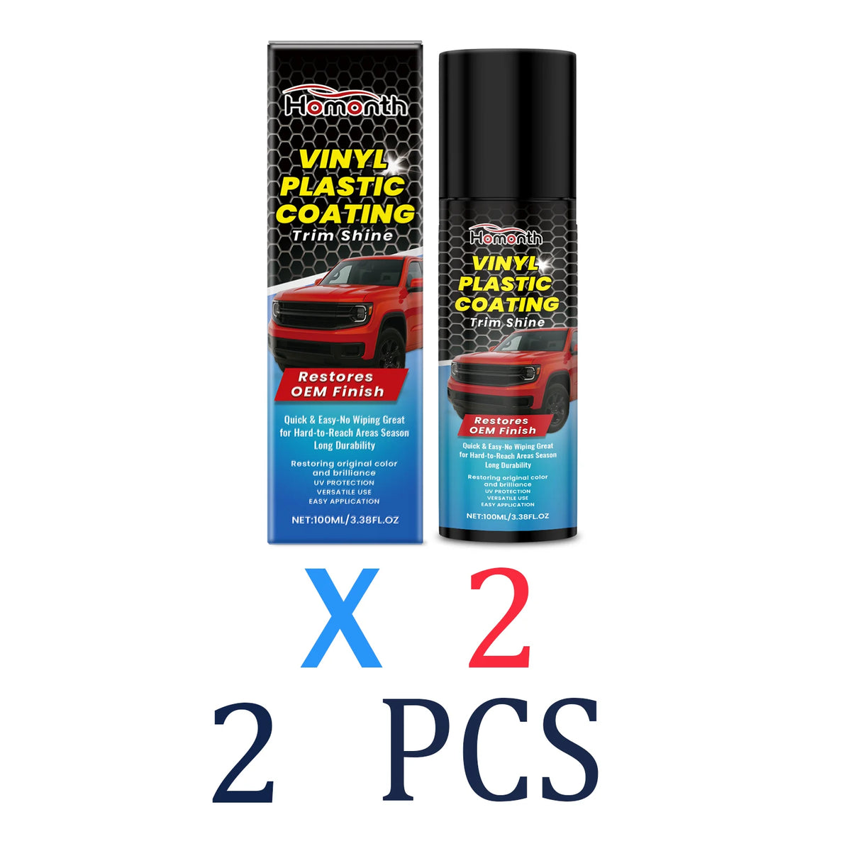 Two cans of Homonth Vinyl Plastic Coating Trim Shine for car interiors
