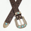 Vintage PU Leather Belt with Carved Buckle for Women