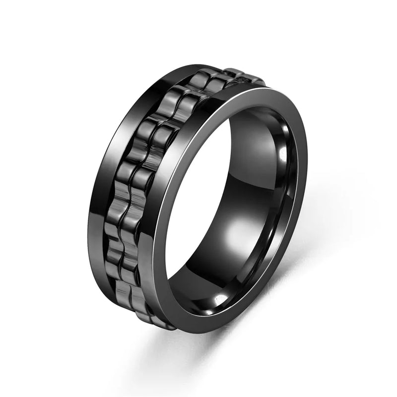 Gear-Chain Rotating Anxiety Ring