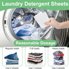 Laundry detergent sheets being added to a washing machine drum for a reasonable dosage