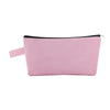 A pink canvas zipper pouch for cosmetics, stationery, and travel.