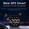 A black GPS smart speed time display is shown mounted on a car dashboard.